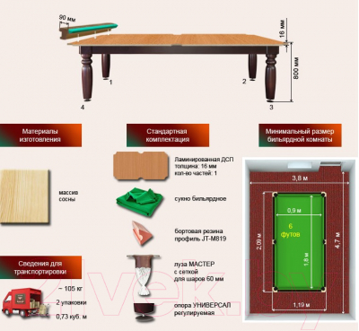Бильярдный стол РуптуР Юниор / 150.00.06