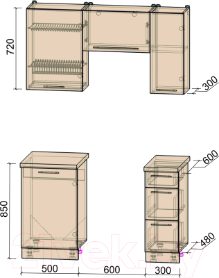 Кухонный гарнитур Интерлиния Мила Пластик 1.4 А