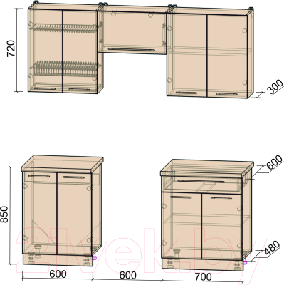 Готовая кухня Интерлиния Мила Пластик 1.9 А