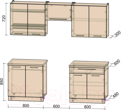 Кухонный гарнитур Интерлиния Мила Пластик 2.2 А
