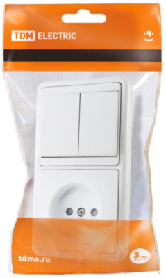 Блок выключатель+розетка TDM SQ1813-0005