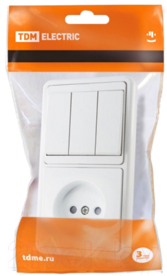Блок выключатель+розетка TDM SQ1813-0006