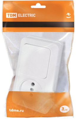 Блок выключатель+розетка TDM Ладога SQ1801-0105