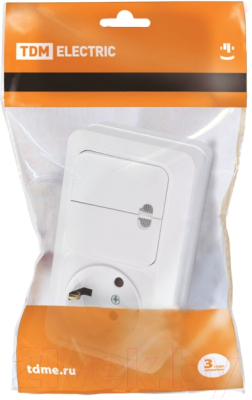Блок выключатель+розетка TDM Ладога SQ1801-0104