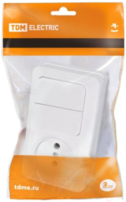 Блок выключатель+розетка TDM Ладога SQ1801-0106