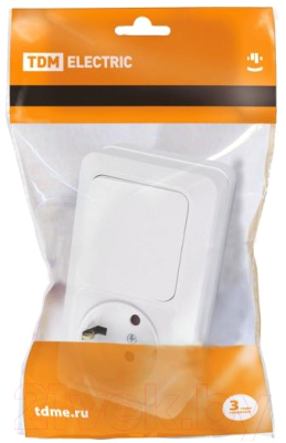 Блок выключатель+розетка TDM Ладога SQ1801-0101