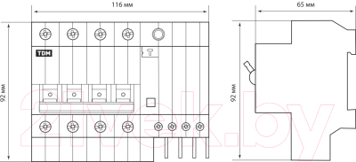 Дифференциальный автомат TDM АД-4-4P-16А-30мА / SQ0221-0006