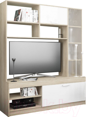 Стенка ДСВ Софи №1 СЦС 1400.1 (сонома/белый глянец) - фото