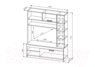 Стенка ДСВ Софи №1 СЦС 1400.1 (сонома/белый глянец)