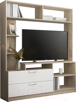 Стенка ДСВ Софи №2 СЦС 1400.2 (сонома/белый глянец) - фото