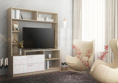 Стенка ДСВ Софи №2 СЦС 1400.2 (сонома/белый глянец)