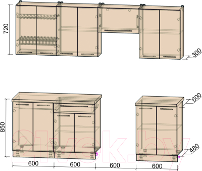 Кухонный гарнитур Интерлиния Мила Пластик 2.4 А