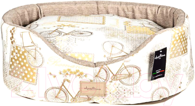 Лежанка для животных AntePrima Nathalie / NAYELBIKE07 (бежевый/принт велосипед) - фото