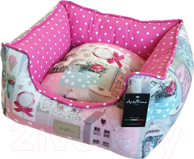 Лежанка для животных AntePrima Yolande / YOLDOLROSPOIS01 (розовый принт на бортах в горочек) - фото