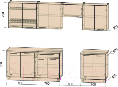 Готовая кухня Интерлиния Мила Пластик 2.8 А