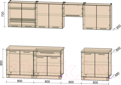 Готовая кухня Интерлиния Мила Пластик 3.0 А