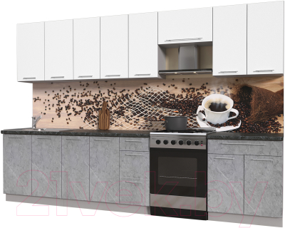 Кухонный гарнитур Интерлиния Мила Пластик 3.2 А - фото