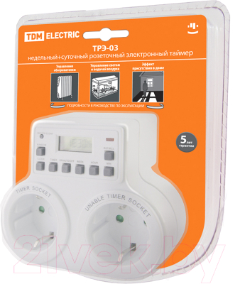 Розетка с таймером TDM SQ1506-0006