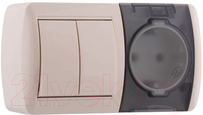 Блок выключатель+розетка Lezard Nata 710-0300-171 - фото