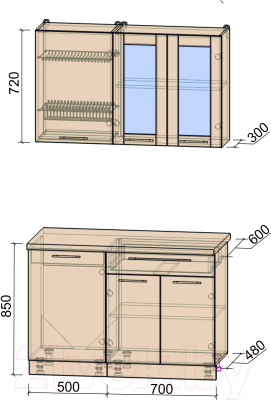 Готовая кухня Интерлиния Мила Пластик 1.2 Б