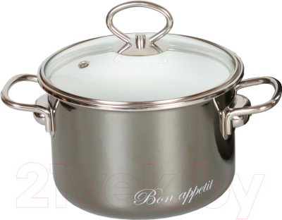 Кастрюля СтальЭмаль Bon Appetit / 8SD165S (мокрый асфальт) - фото