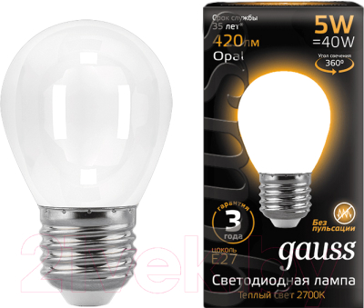 Лампа Gauss Filament Globe E27 5W 2700K / 105202105