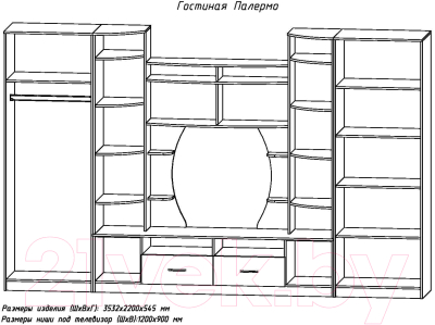 Стенка Астрид Мебель Палермо / ЦРК.ПЛР.01