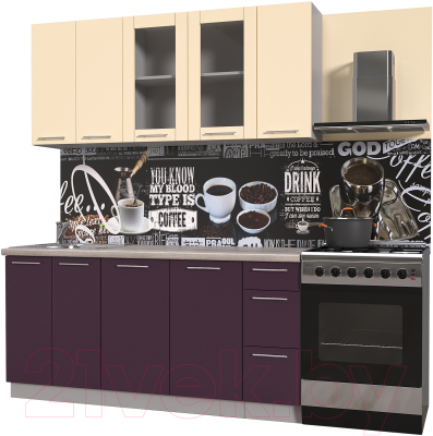 Готовая кухня Интерлиния Мила Пластик 1.7 Б - фото