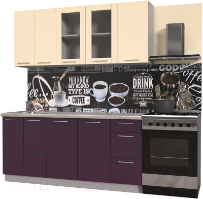 Готовая кухня Интерлиния Мила Пластик 1.8 Б - фото