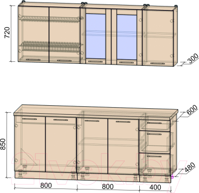 Кухонный гарнитур Интерлиния Мила Пластик 2.0 Б