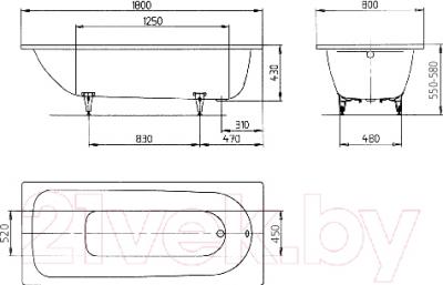 Ванна стальная Kaldewei Saniform Plus 375-1 180x80 (easy-clean)