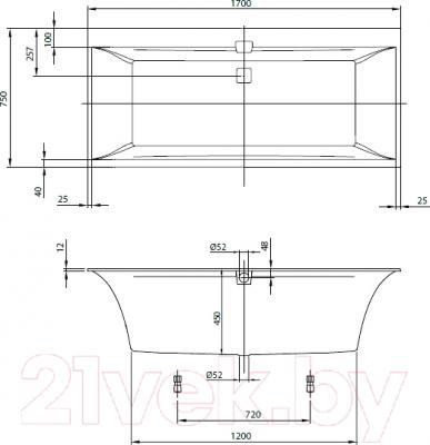 Ванна квариловая Villeroy & Boch Squaro Edge 12 170x75 / UBQ170SQE2DV-01