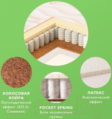 Матрас в кроватку Плитекс Bamboo Sleep БС-119-01