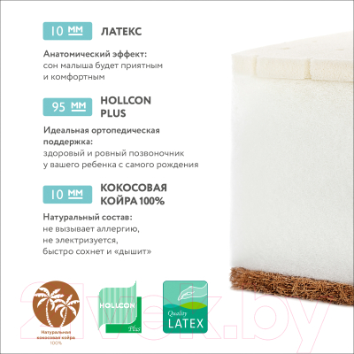 Матрас в кроватку Плитекс EcoLife ЭКФ-01 (ЭКФ-119-01)