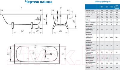 Ванна стальная ВИЗ Donna Vanna 150x70 (белая орхидея, с ножками)