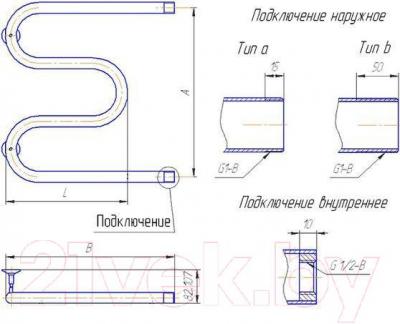 Полотенцесушитель водяной Gloss & Reiter Standart М-образный М.50x70 (1