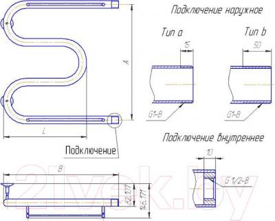 Полотенцесушитель водяной Gloss & Reiter Standart М-образный М.50x80 (1