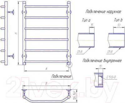 Полотенцесушитель водяной Gloss & Reiter Terra Л.50x80.Т6 (1/2