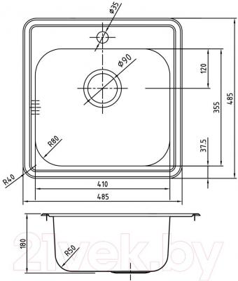 Мойка кухонная IDDIS Strit STR48P0i77