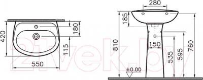 Умывальник VitrA Normus 55 / 9600B003-7650 (с пьедесталом)