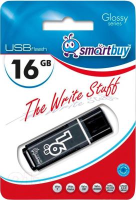 Usb flash накопитель SmartBuy Glossy Black 16GB (SB16GBGS-K) - фото