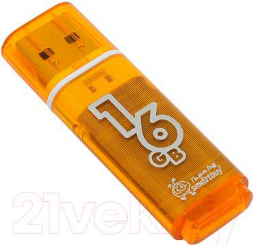 Usb flash накопитель SmartBuy Glossy Orange 16GB (SB16GBGS-Or) - фото