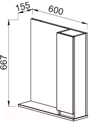 Шкаф с зеркалом для ванной АВН Бергамо 60 / 47.02