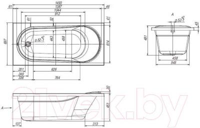 Ванна акриловая Ventospa Aqua 150x70