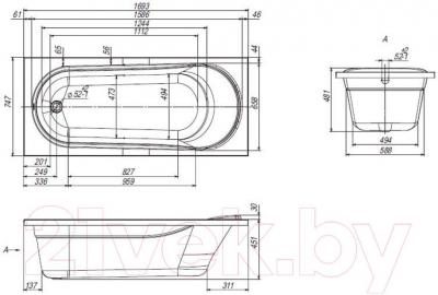 Ванна акриловая Ventospa Aqua 170x75