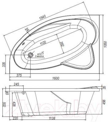 Ванна акриловая Ventospa Nika 160x105 L