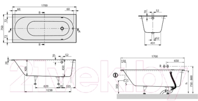 Ванна квариловая Villeroy & Boch Oberon 170x75 / UBQ170OBE2V-01