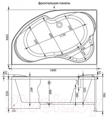 Ванна акриловая Aquanet Capri 170x110 L