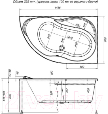 Экран для ванны Aquanet Graciosa 150 R