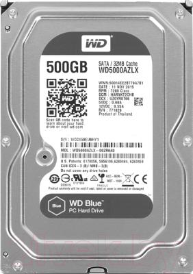 Жесткий диск Western Digital Blue 500GB (WD5000AZLX) - фото